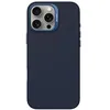 Image de DECODED Coque en silicone pour iPhone 16 Pro Max, toucher doux, revêtement antibactérien, compatible MagSafe, protection contre les chutes et les chocs, boutons métalliques, prise en main solide, bleu