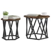 Image de vidaXL Table d'appoint 2 pcs Chêne fumé Bois d'ingénierie et Acier, Table d'appoint Ronde Moderne, café compacte, Meuble déco élégant, Finition Lisse et Design Acier Robuste