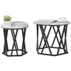 Image de vidaXL Table d'appoint 2 pcs Gris Sonoma Bois d'ingénierie et Acier, Table d'appoint Ronde Moderne, café compacte, Meuble déco, Accent en Acier Robuste, Design élégant