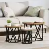 Image de vidaXL Table d'appoint empilable 3 pcs Bois Ancien