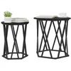 Image de vidaXL Table Basse 2 pcs Chêne Noir Bois d'ingénierie et Acier, Table Basse Ronde Chic, Salon Moderne, Mobilier Pratique, Accent Déco Urbaine