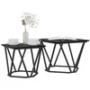Image de vidaXL Ensemble de Tables d'appoint 2 pcs Chêne Noir 50 x 50 x 40 cm, Table Basse carrée Moderne, Ensemble Chic pour Salon, Meubles Design Pratiques et durables, déco Maison