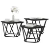 Image de vidaXL Table Basse 3 pcs Chêne Noir Bois d'ingénierie et Acier, Table Basse Moderne, Durable, Accent stylé, déco Fonctionnelle, Meuble intérieur pour Salon