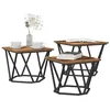 Image de vidaXL Table Basse 3 pcs Bois Ancien Bois d'ingénierie et Acier, Table Basse Moderne, Durable, Accent stylé, déco Fonctionnelle, Meuble intérieur pour Salon