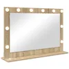 Image de vidaXL Miroir de vanité Rectangulaire Chêne Sonoma 80 x 55 x 18 cm, Miroir de Chambre élégant, déco LED, Support en Verre Contemporain, éclairage Chaleureux et Style assuré