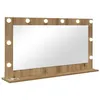 Image de vidaXL Miroir de vanité Rectangulaire Chêne Artisanal 100 x 55 x 18 cm, Miroir de Chambre élégant, déco LED, Support en Verre Contemporain, éclairage Chaleureux et Style assuré