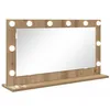 Image de vidaXL Miroir de vanité Rectangulaire Chêne Artisanal 80 x 45 x 18 cm, Miroir de Chambre élégant, déco LED, Support en Verre Contemporain, éclairage Chaleureux et Style assuré