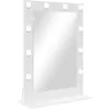 Image de vidaXL Miroir de vanité Blanc 70 x 50 x 18 cm Verre et Bois Composite, Miroir de Chambre élégant, déco LED, Support en Verre Contemporain, éclairage Chaleureux et Style assuré
