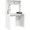 Image de vidaXL Bureau avec étagère Blanc 91 x 50 x 149 cm Bois d'ingénierie, Salon, Bureau Moderne, Compact, Table d'étude, Espace de Travail Durable, Organisé, Chic