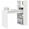 Image de vidaXL Bureau avec étagère Blanc 113 x 54 x 120 cm Bois d'ingénierie, Bureau d'étude Moderne, Pratique pour Votre Salon, Surface Solide, pour Un Espace de Travail organisé
