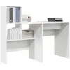 Image de vidaXL Bureau Blanc 131,5 x 50 x 106,5 cm Bois d'ingénierie, Bureau élégant pour Salon, rectangulaire, Moderne avec Rangement, Table de Bureau Solide, Espace de Travail Compact