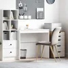 Image de vidaXL Bureau Blanc 90 x 40 x 76 cm, Bureau Moderne pour Le Salon, Compact, résistant, écriture Minimaliste pour étudiants et Enfants