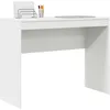 Image de vidaXL Bureau Blanc 100 x 40 x 76 cm, Bureau Compact, Style Moderne, Espace de Travail Ergonomique, Table d'écriture Pratique, Meuble Durable pour Petits espaces