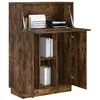 Image de vidaXL Bureau Chêne fumé 71,5 x 31,5 x 106,5 cm Bois d'ingénierie, Bureau Rectangulaire Moderne, Espace Bureau Compact, Rangement Pratique avec Étagères, Design Minimaliste
