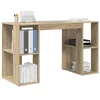 Image de vidaXL Bureau avec Rangement Chêne Sonoma 130 x 50,5 x 75 cm, Bureau Moderne pour Maison, rectangulaire, rangements, Table de Travail, ordi, Minimaliste et Pratique.
