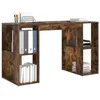 Image de vidaXL Bureau avec Rangement Chêne fumé 130 x 50,5 x 75 cm, Bureau Moderne pour Maison, rectangulaire, rangements, Table de Travail, ordi, Minimaliste et Pratique.