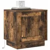 Image de vidaXL Cabinet de Chevet Chêne fumé 44 x 34,5 x 45 cm, Table de Nuit Rustique, Pratique avec LEDs, Charge USB, Rangement, Cabinet Moderne, éclairage Inclus