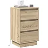 Image de vidaXL Cabinet de Chevet avec tiroir Chêne Sonoma 39 x 34,5 x 65 cm, Table de Chevet Moderne, Meuble Compact, Support rectangulaire, Bois, USB, Rangement Pratique
