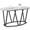 Image de vidaXL Table Basse Gris 80 x 40 x 40.5 cm Bois d'ingénierie et métal, Table Basse Ovale, Design Moderne, Bois d'ingénierie, Chic pour Salon, Solide et stylée