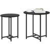 Image de vidaXL Ensemble de Tables d'appoint 2 pcs Chêne Noir, Table d'appoint Ronde Industrielle, Ensemble Moderne, Meubles compacts et écolos pour Salon