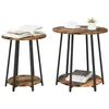 Image de vidaXL Ensemble de Tables d'appoint 2 pcs Chêne fumé et Noir, Table d'appoint Ronde Moderne, Set Compact pour Le Salon, Meuble Durable, déco Urbaine
