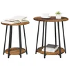Image de vidaXL Ensemble de Tables d'appoint 2 pcs Bois Ancien et Noir, Table d'appoint Ronde Moderne, Set Compact pour Le Salon, Meuble Durable, déco Urbaine