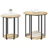 Image de vidaXL Ensemble de Tables d'appoint avec étagère 2 pcs Marron, Table d'appoint Ronde en Bois, Design Industriel, déco Urbaine, Petite Table pour Salon, Meuble Pratique