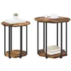 Image de vidaXL Ensemble de Tables d'appoint avec étagère 2 pcs Marron, Tables d'appoint Rondes stylées, Bois et métal Industriel, Meubles compacts pour Le Salon, Table Moderne pour Tous Les espaces