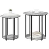 Image de vidaXL Ensemble de Tables d'appoint avec étagère 2 pcs Gris, Table d'appoint Ronde en Bois, Design Industriel, déco Urbaine, Petite Table pour Salon, Meuble Pratique
