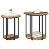 Image de vidaXL Ensemble de Tables d'appoint avec étagère 2 pcs Marron, Table d'appoint Ronde en Bois, Design Industriel, déco Urbaine, Petite Table pour Salon, Meuble Pratique