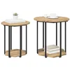 Image de vidaXL Ensemble de Tables d'appoint avec étagère 2 pcs Marron, Table d'appoint Ronde en Bois, Design Industriel, déco Urbaine, Petite Table pour Salon, Meuble Pratique