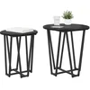 Image de vidaXL Ensemble de Tables d'appoint 2 pcs Chêne Noir, Table d'appoint Ronde, Style Industriel, Pratique pour Salon, déco Urbaine, Meuble Multifonction