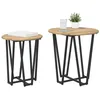 Image de vidaXL Ensemble de Tables d'appoint 2 pcs Chêne Artisanal et Noir, Table d'appoint Ronde, Style Industriel, Pratique pour Salon, déco Urbaine, Meuble Multifonction