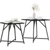 Image de vidaXL Ensemble de Tables d'appoint 2 pcs Chêne Noir, Tableaux carrés industriels, Style Urbain, Tables d'accent compactes, Surface Pratique pour Le Salon