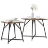 Image de vidaXL Ensemble de Tables d'appoint 2 pcs Chêne fumé et Noir, Tableaux carrés industriels, Style Urbain, Tables d'accent compactes, Surface Pratique pour Le Salon
