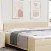 Image de vidaXL Tête de lit LED avec des lumières à LED Crème 200 cm Polyester