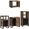 Image de vidaXL Ensemble de mobilier de Salle de Bain 4 pcs Bois Recyclé Solide, Ensemble de Salle de Bain, Cabinet Moderne rectangulaire, Meuble Mural, Accents en Fer, Accessoires minimalistes