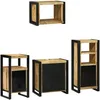 Image de vidaXL Ensemble de mobilier de Salle de Bain avec tiroir 4 pcs, Ensemble de Meubles de Salle de Bain élégant, rangements Modernes, Solutions Gain de Place, armoires murales, Accents Noirs stylés