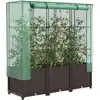 Image de vidaXL Jardinière surélevée avec housse aspect rotin 120x40x138 cm