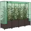 Image de vidaXL Jardinière surélevée avec housse aspect rotin 160x40x138 cm