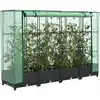 Image de vidaXL Lit surélevé avec housse de serre aspect rotin 160 x 40 x 123 cm