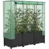 Image de vidaXL Jardinière surélevée avec housse aspect rotin 120x40x138 cm