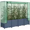 Image de vidaXL Lit surélevé avec housse de serre aspect rotin 160 x 40 x 138 cm