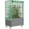Image de vidaXL Jardinière surélevée avec housse et roues aspect rotin