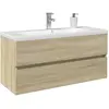 Image de vidaXL Ensemble de meubles de bain 2pcs céramique et bois d'ingénierie