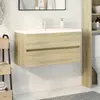 Image de vidaXL Ensemble de meubles de bain 2pcs céramique et bois d'ingénierie