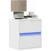 Image de vidaXL Tables de chevet murales avec lumières LED 2 pcs blanc