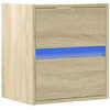 Image de vidaXL Table de Chevet Murale avec lumières LED chêne Sonoma, Table de Chevet Flottante, Support de téléphone, Meuble de Chambre à Coucher
