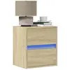 Image de vidaXL Table de chevet murale avec lumières LED chêne sonoma