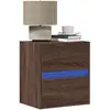 Image de vidaXL Table de chevet murale avec lumières LED chêne marron